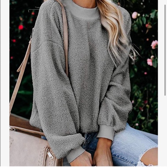 Womens Fuzzy Sherpa Fleece
Crewneck Pullover - Picture 2 of 5